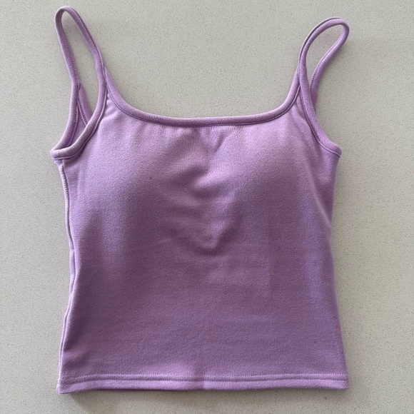 Purple Spaghetti Strap Top with Built-In Bra/Workout Top - Picture 1 of 6